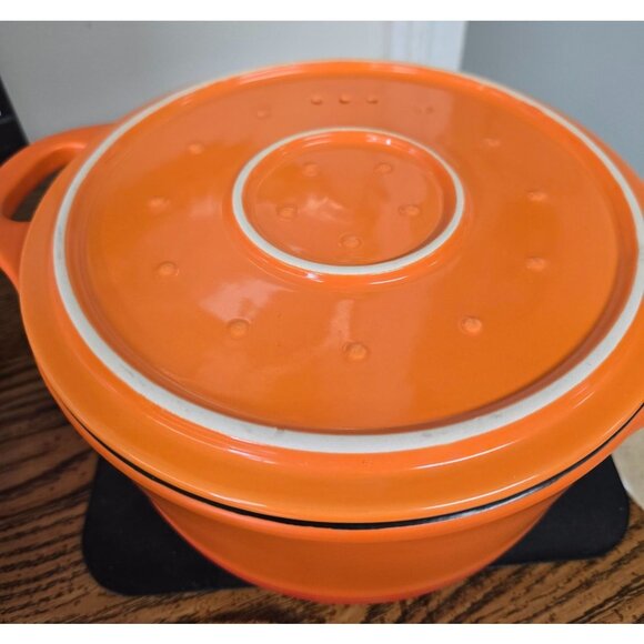 Parini Orange Gradient Cast Iron Dutch Oven W/ Lid 2.5 Qt Round Casserole Dish - Picture 3 of 11